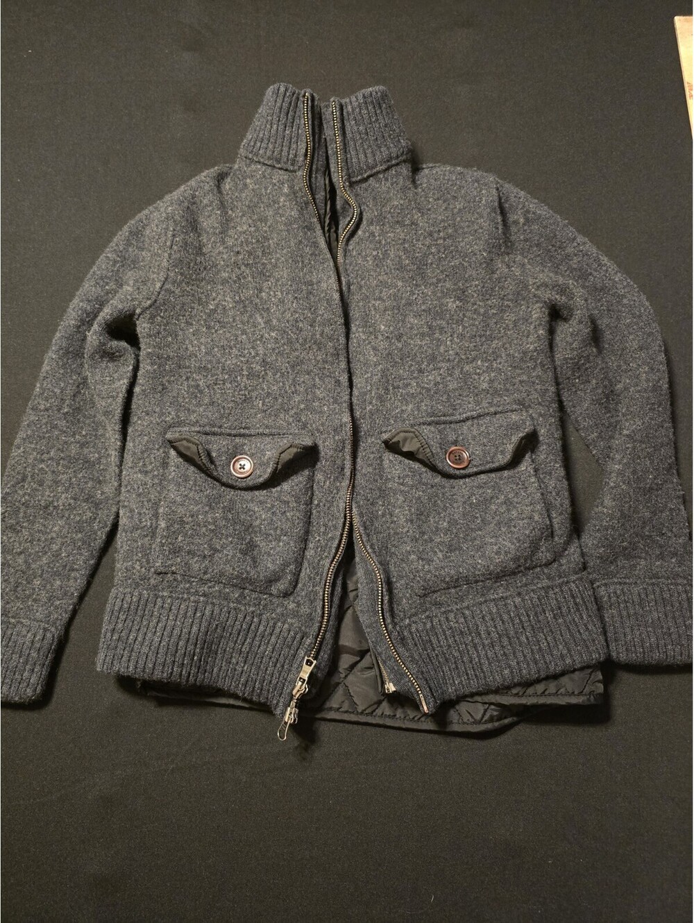 Banana Republic 100% Wool Sweater Jacket Gray Removable Insulated Vest #54023 M